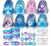 Cadeau Fête Anniversaire Frozen Fille Pochette à Cordon Bracelets Porte-Clés Autocollant Frozen Party Goodies Pinata Anniversaire Cadeau Invite Enfant Sacs de Fête La Reine des Neiges Décoration