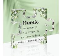 Cadeau Fête des Mamies - Bloc Puzzle Acrylique pour Grand-Mère - Idée Cadeau Original Anniversaire Noël Meilleure Mamie
