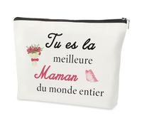 Cadeau Fete des Meres,Anniversaire Original Utile Bonne Idee Noel Personnalisé Cadeau Maman,Cadeau pour la Fête des Mères la Meilleure Maman du Monde Trousse de Maquillage