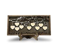 Cadeau Fête des Mères Arbre Généalogique Personnalisé Signe en Bois Plaque de avec 2 à 9 Noms Cadre d'arbre Généalogique Décoration Cadeau pour pour Maman Mamie(9-noms)
