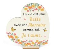 Cadeau Fete des Meres Marraine Anniversaire Cadeau Marraine Parrain Bapteme Personnalisé Wooden Ornamente Idee Cadeaux Fête des Mères Original Merci Cadeaux Noel Retraite Baptême pour Famille Noël