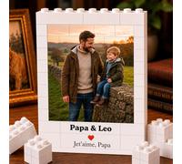 Cadeau Fete des Peres Bloc de Construction Personnalisé avec Photo Cadeaux Papa Brique de Construction avec Texte Idee Cadeau Fête des Peres Anniversaire pour Papa Homme
