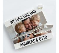 Cadeau Fête des Pères Personnalisé, Bloc de Construction Double Couche avec Photo, Texte & Nom, ABS Brique de Construction Verticale à Construire, Cadeau Anniversaire Original pour Papa Papy Homme