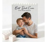 Cadeau Fête des Pères Personnalisé, Bloc de Construction Double Couche avec Photo, Texte & Nom, ABS Brique de Construction Verticale à Construire, Cadeau Anniversaire Original pour Papa Papy Homme