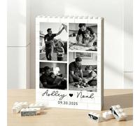 Cadeau Fête des Pères Personnalisé, Bloc de Construction Double Couche avec Photo, Texte & Nom, ABS Brique de Construction Verticale à Construire, Cadeau Anniversaire Original pour Papa Papy Homme