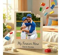 Cadeau Fête des Pères Personnalisé, Bloc de Construction Double Couche avec Photo, Texte & Nom, ABS Brique de Construction Verticale à Construire, Cadeau Anniversaire Original pour Papa Papy Homme