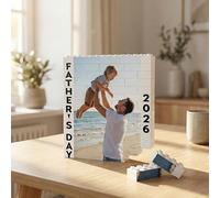 Cadeau Fête des Pères Personnalisé, Bloc de Construction Double Couche avec Photo, Texte & Nom, ABS Brique de Construction Verticale à Construire, Cadeau Anniversaire Original pour Papa Papy Homme