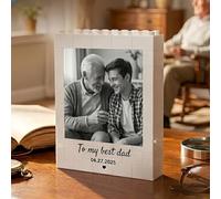 Cadeau Fête des Pères Personnalisé, Bloc de Construction Double Couche avec Photo, Texte & Nom, ABS Brique de Construction Verticale à Construire, Cadeau Anniversaire Original pour Papa Papy Homme