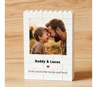 Cadeau Fête des Pères Personnalisé, Bloc de Construction Double Couche avec Photo, Texte & Nom, ABS Brique de Construction Verticale à Construire, Cadeau Anniversaire Original pour Papa Papy Homme
