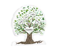 Cadeau Fête des Pères Personnalisé Cadeau Papa Ornement en Acrylique de l'arbre de Vie avec Noms Cadeaux pour Anniversaire Noël (5 noms)