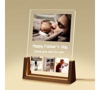 Cadeau Fete des Peres Personnalisé Cadre Photo en Bois avec Photo et Texte - Idee Cadeau Fête des Pères - Cadeau Papa pour Anniversaire, Fete des Peres Original