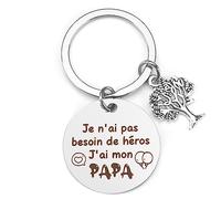 Cadeau Fête des Pères Personnalisé - Porte Clé Papa - Je n'ai Pas Besoin de Héros, J'ai Mon Papa