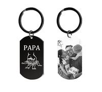 Cadeau Fete des Peres Porte Clef Papa Personnalisés, Cadeau Papa Porte-Clés Personnalisable Photo Nom, Motif Poing Idee Cadeaux Fête des Pères Original Anniversaire Papa, Homme