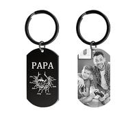 Cadeau Fete des Peres Porte Clef Papa Personnalisés, Cadeau Papa Porte-Clés Personnalisable Photo Nom, Motif Poing Idee Cadeaux Fête des Pères Original Anniversaire Papa, Homme