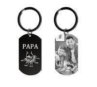Cadeau Fete des Peres Porte Clef Papa Personnalisés, Cadeau Papa Porte-Clés Personnalisable Photo Nom, Motif Poing Idee Cadeaux Fête des Pères Original Anniversaire Papa, Homme