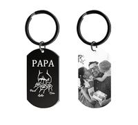 Cadeau Fete des Peres Porte Clef Papa Personnalisés, Cadeau Papa Porte-Clés Personnalisable Photo Nom, Motif Poing Idee Cadeaux Fête des Pères Original Anniversaire Papa, Homme