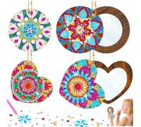 Cadeau Fille 6 7 8 9 10 Ans:Bricolage Pour Filles De 8-9-11 Ans Diamond Painting Miroir Mandala Pour Enfants Porte-Clés Kit Bricolage De 6 Ans Cadeau d'Anniversaire Jouets Pour Enfants De 5+ Ans