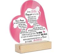Cadeau Fille Acrylique Forme Cœur À Ma Fille, Mon Amour Te Suivra Partout, Message De Maman avec Amour Éternel OBJET DECORATIF