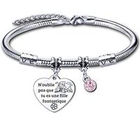 Cadeau Fille Bracelet,N’oublie pas que tu es une fille Fantastique,Inspirantes Bracelet Charms Bracelet Fille,Idée Cadeau argent