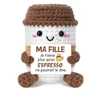 Cadeau Fille & Cadeau pour Ma Fille | Peluche Espresso Crochetée Faite Main