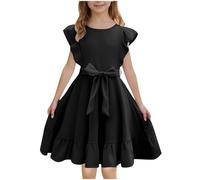 Cadeau Fille Robes de Princesse avec Bowknot Enfants d'été Loisirs de Fête Pas Cher Swing Robe Filles Chic et Elegant Léger Fluide Robes de Fête Anniversaire Soirée Cocktail Dress 3-14 Ans