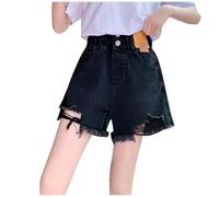 Cadeau Fille Short en Jean 5-16 Ans Pantalon Court en Jean Ado Ete Fluide Large Short Coton été Filles Ample Chic Casual Sport Plage Vacances Confortable Shorts et Bermudas en Denim