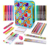 Cadeau Fille - Trousse Scolaire Fille - Fournitures Scolaires es - Trousse Kawaii - Garnie - Complète - Girly - Anniversaire Fille Enfants 4 - 11 Ans