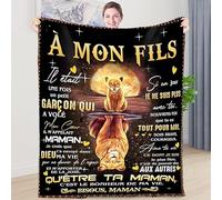 Cadeau Fils, Plaid Couverture Polaire Cadeau Naissance Fils, Couverture en Flanelle Personnalisée, Idee Cadeaux pour Ma Fils Anniversaire Noel Fete des Meres De Maman