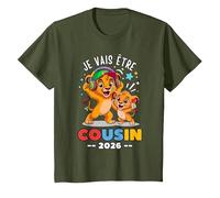Cadeau Futur Cousin 2026 bientôt Cousin Annonce Grossesse T-Shirt, Enfant, Olive, 4 Ans