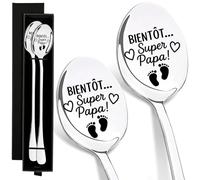 Cadeau Futur Papa Cuillère Annonce Grossesse Papa, 2 Cuillères Gravées Avec Coffret Cadeau, annonce grossesse papi Originale, Cadeau Pour Papa Futur Père, Idee Cadeau Naissance Papa Café Thé Dessert