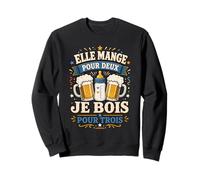 Cadeau Futur Papa Humour Elle Mange pour 2 Je Bois pour 3 Sweatshirt