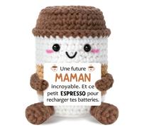 Cadeau Future Maman Femme Enceinte | Peluche Espresso Crochetée Faite Main | Idée Décoration pour Jeune Maman, Amie, Soeur, Épouse et Fille | Cadeau Naissance Maman