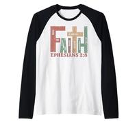 Cadeau Graphique Vintage Faith Ephesians 2:8 Saved by Grace Manche Raglan