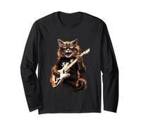 Cadeau guitariste humour chat rockeur guitare électrique Manche Longue