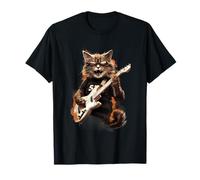 Cadeau guitariste humour chat rockeur guitare électrique T-Shirt