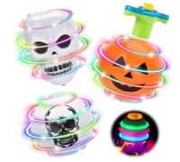 Cadeau Halloween Enfant, 3 Pièces Toupie Enfant, Jouets Toupies Gyroscopiques à LED avec Poignées et Musique, Toupie Lumineuse, Pinata Halloween, Cadeaux Anniversaire Invités Enfants