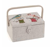 Cadeau Hobby Boîte à couture (M) Couvercle brodé Oiseaux sur canette