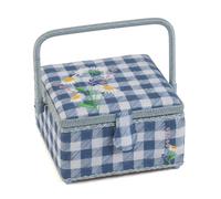 Cadeau Hobby Boîte à couture (M) Couvercle carré brodé Plaid floral sauvage