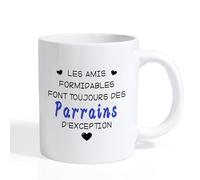 Cadeau Homme Cadeau Famme Mug Pour Collegue Meilleure Amie Tonton Maman Papa Beau Papa Beau Maman Cadeaux Famille Mug Cadeaux Noel Saint Valentin Pour Famille Amie (Motif cœur bleu du Parrain)