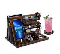 Cadeau Homme Organisateur Multifonctionnel de Bureau Bois Cadeau Saint Valentin Homme Support Telephone Bureau Cadeau Papa Support Montre Monnaie Cadeau Anniversaire Homme Idee Cadeau Noel pour Homme