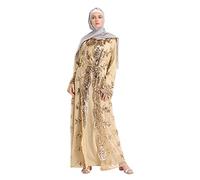 Cadeau Homme,Robe Femme Musulmane Femme Dubai Islamique Luxe Kaftan Marocaine Caftan Robe Musulmane Mariage Grande Taille Robe Longue Abaya Manche Longue Islamique Robe Orientale Sari Indien