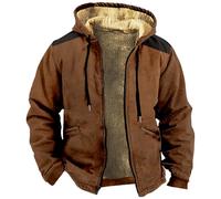 ,Cadeau Homme, Veste D'intérieur Chasse Long Grande Taille Football Parka Polaires Zippe Winter Froid Blouson Hiver Grand Softshell Zippée Polaires de Randonnée Homme Marron Clair M