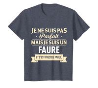 Cadeau Humour Faure nom de Famille T-Shirt, Enfant, Bleu Chiné, 8 Ans