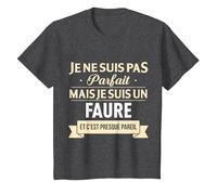 Cadeau Humour Faure nom de Famille T-Shirt, Enfant, Chiné Foncé, 10 Ans