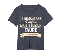 Cadeau Humour Faure nom de Famille T-Shirt, Femme Grandes Tailles, Bleu Chiné, 4X