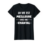 Cadeau humour prénoms drôle pour Chantal T-Shirt Femme Noir X-Small Humoristique Coupe classique Manche courte T-Shirt