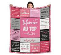 Cadeau Infirmière, Cadeau pour Infirmière Couverture Plaids, Cadeaux Infirmières Couverture Flannel, Cadeaux Infirmières Merci Retraite Noel (150 x 130cm)