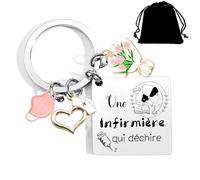 Cadeau Infirmière Personnalisé Collègue Ami de Travail Porte clef Original -Une infirmière qui déchire- Merci Porteclef Personnalisé Cadeau Unique pour Collègue de Travail, Ami, Famille Anniversaire