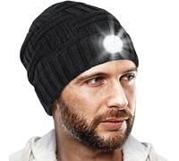 Cadeau Insolite Utile - Bonnet LED Rechargeable USB pour Homme, Idée Originale pour Noel, Cyclisme, Fonctionnement - Gadget Rigolo pour Papa, Femme