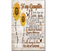 Cadeau inspirant : Affiche Tournesol pour ma fille. N'oublie jamais que je t'aime. Crois en toi. Je serai toujours là. Maman rayonne. Superbe affiche sur toile encadrée. Idée cadeau géniale.